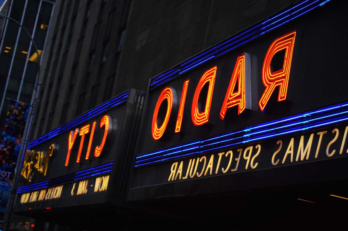 interior design Radio City LED sign on building light